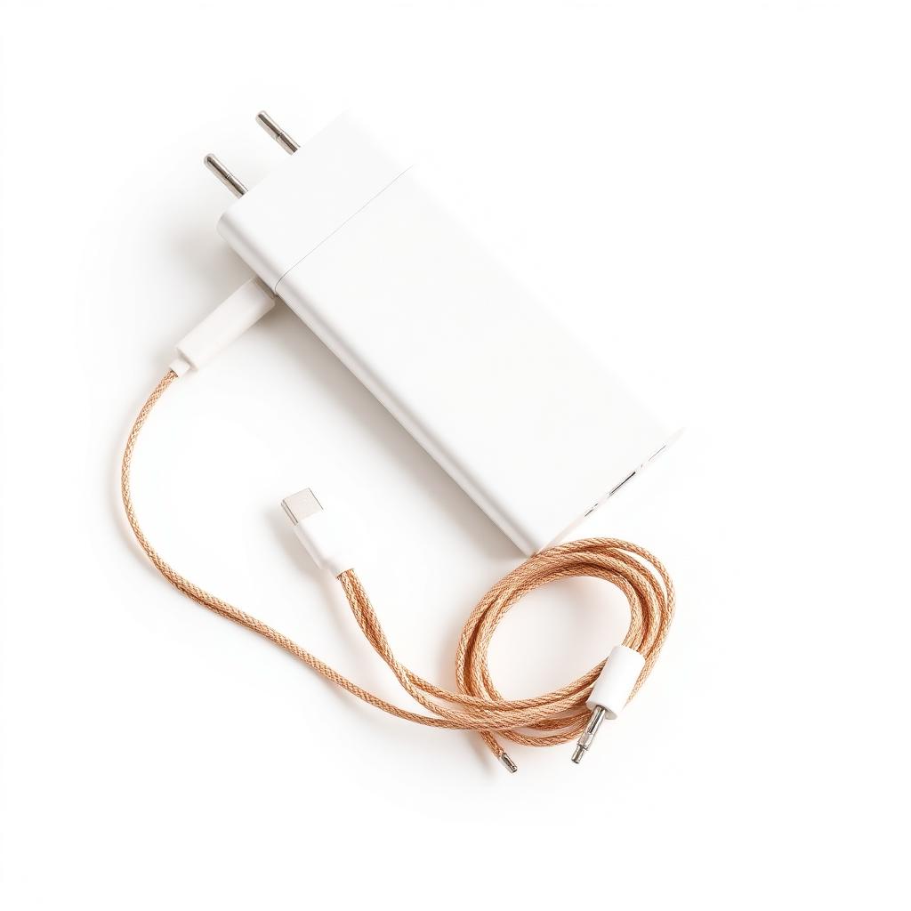 Universal travel adapter with a braided charging cable