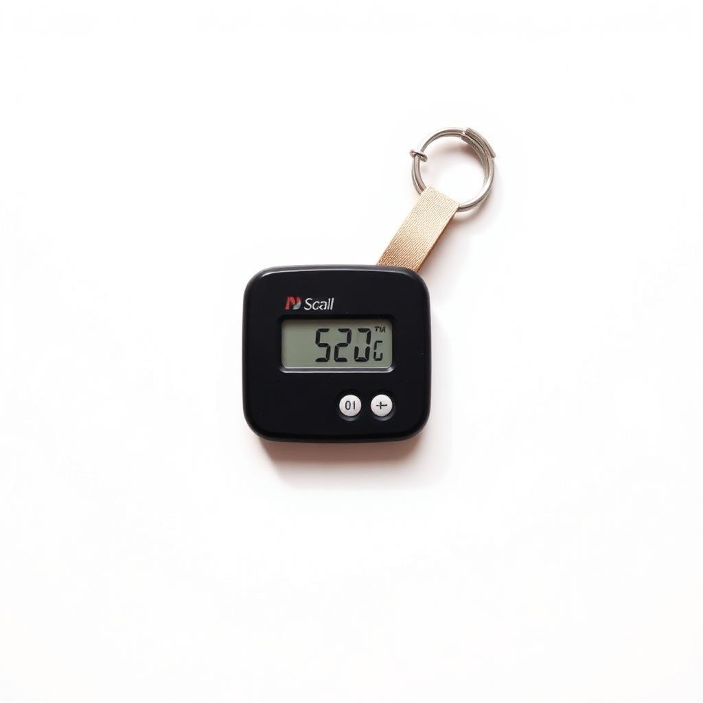 Compact digital luggage scale with beige strap and display
