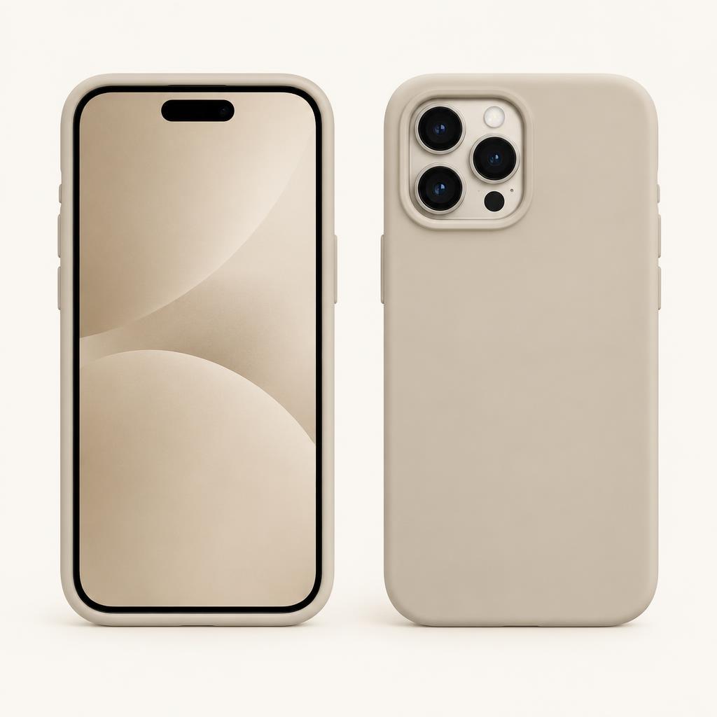Soft-touch silicone phone case in sand beige